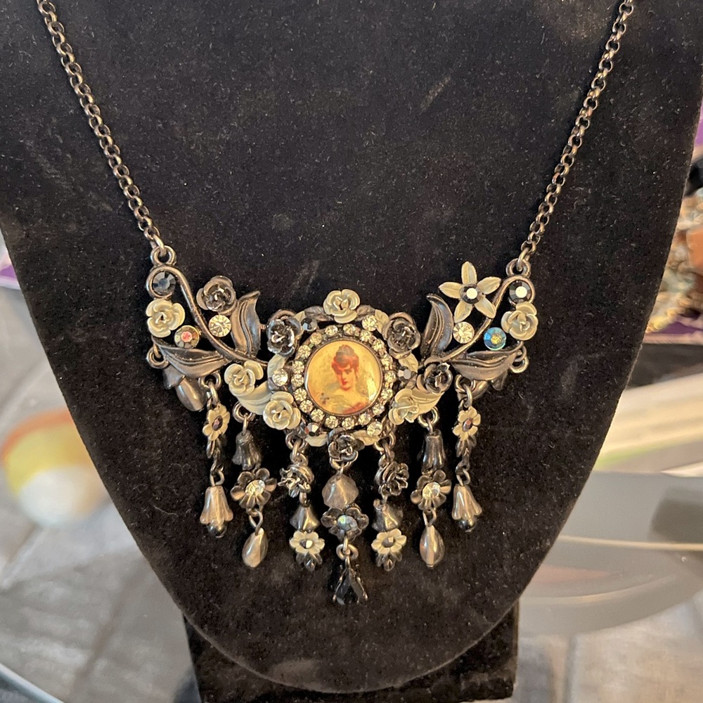Victorian inspired gothic necklace with rhinestones and beads